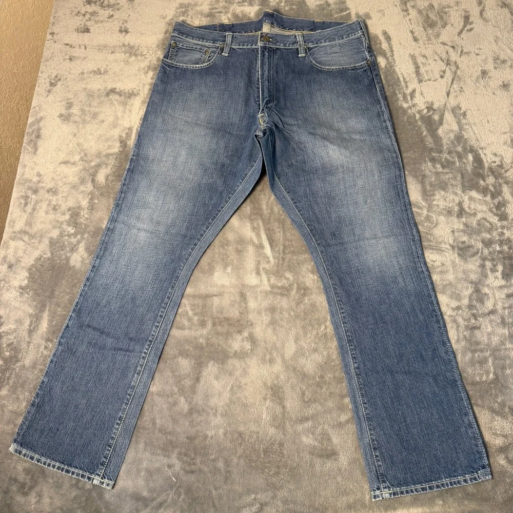 Polo Ralph Lauren 018 Slim Straight Mens 38x30 Jeans Medium Wash Starched Denim